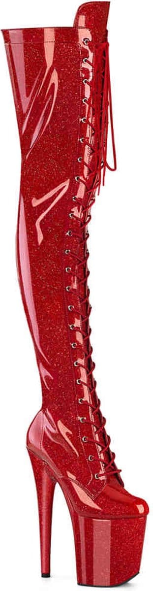 Pleaser - FLAMINGO3020GP Plateau Overknee Laarzen - 35 Shoes - Rood