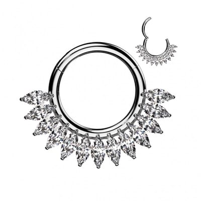 Piercing titanium bling ring 1.2x8 -zilver - LMPiercings
