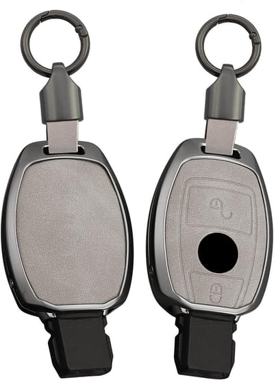 Lederen sleutelhoes voor Mercedes A, B, C, E, S, CLK en AMG - Beschermende case met sleutelhanger voor keyless toegang