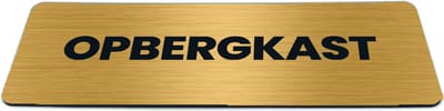Deurbordje Goud-look met tekst opbergkast - Formaat 150 x 50 mm x 1,6 mm - Zelfklevend | Luxe uitstraling | Geborstelde Gouden toplaag | Gratis Verzending | Decoporta