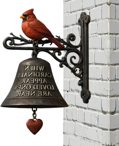 Dinerbel Buiten - Tuin Klokkenspel - Buiten Decoratie - Rood Kardinaal Ontwerp - 20 cm Hoog - Bruin