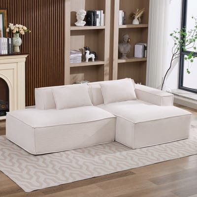 HAUSS SPOLE Bank - Compacte Zitbank - Comfortabele Vering En Schuim - Voor Woonkamer, Appartement En Kantoor - Beige