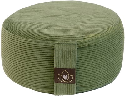 Meditatiekussen eco rib olijfgroen rond - Lotus | Yoga kussen