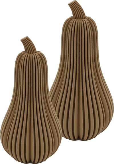 Caloura pompoen beeld set – Decoratief beeld - Mokka Bruin - 3d geprinte beeld – Herfst woondecoratie - 11CM & 14CM