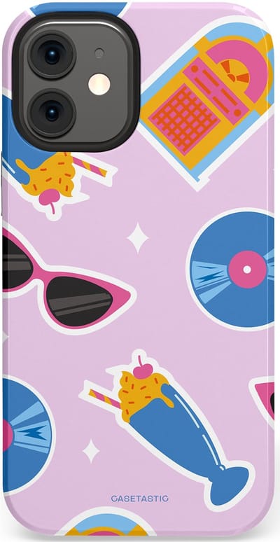 Casetastic Hoesje Geschikt voor Apple iPhone 12 Mini - Stijlvolle Beschermende Duo-layer Case - Jukebox vibes