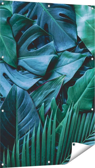 Gards Tuinposter Tropische Groene Bladeren - 80x120 cm - Tuindoek - Tuindecoratie - Wanddecoratie buiten - Tuinschilderij