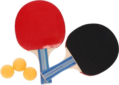 Tafeltennis setje - 2 bats en 3 ballen - hout/kunststof - 25 x 15 cm - pingpong