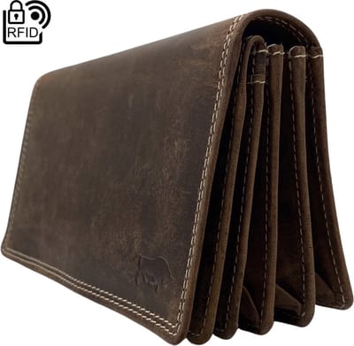 Portemonnee - Dames - Cognac - Buffelleer - RFID - Anti Skim - Portefeuille - Beurs