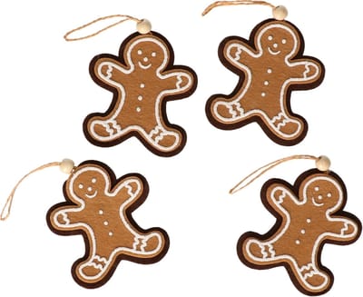 Othmar Decorations Kersthangers peperkoek - 4x st - 7 x 8 cm - kerstornamenten