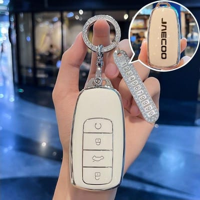 Étui pour clé de voiture Porte-clés Pour Chery Jaecoo J8 J7 8 7 Phev Housse de protection Coque Support Accessoires key fob for Jaecoo gray