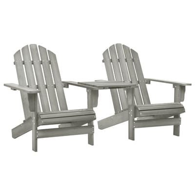 vidaXL - Tuinstoelen - Adirondack - met - tafeltje - massief - vurenhout - grijs