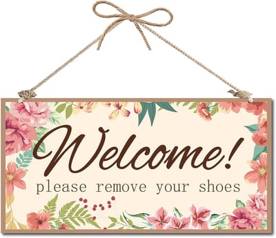 Houten Welkom Schoenen Uit: Decoratief Wandbord voor Binnen en Buiten