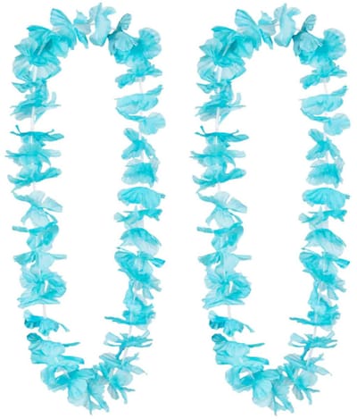 Boland Boland Hawaii krans/slinger - 10x - Tropische kleuren turquoise blauw - Bloemen hals slingers - Party verkleed accessoires