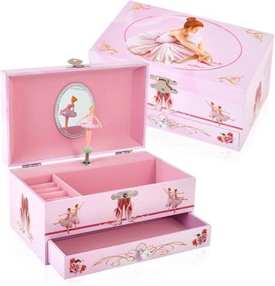 Muzikale Sieradendoos - Muziekdoos Meisjes - Sieraden Opbergen - Draaiende Ballerina - 19 x 113 x 93 cm - Roze