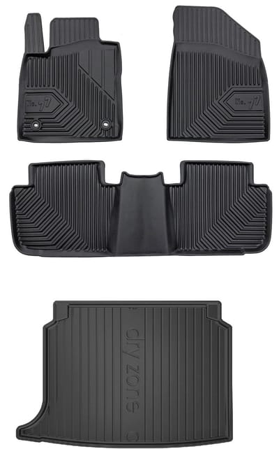 Frogum Voordeelset - Automatenset No.77 + Dry Zone Kofferbakmat - Geschikt voor MG 4 Electric Hatchback (vanaf 2022) - Perfecte Pasvorm - TPE Rubber - Geurloos - Zwart