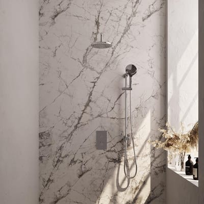 Brauer Chrome Edition Thermostatische Regendoucheset Inbouw - Hoofddouche 20 cm - Gebogen Wandarm - 3 Weg - Handdouche 3 Standen - Doucheslang - Geintegreerde Glijstang - Chroom