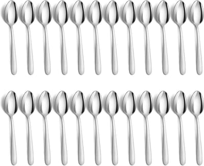 Set van 24 RVS Theelepels, Hoogglans Gepolijst, Perfect voor Espresso, Dessert en Huishouden, Vaatwasmachinebestendig