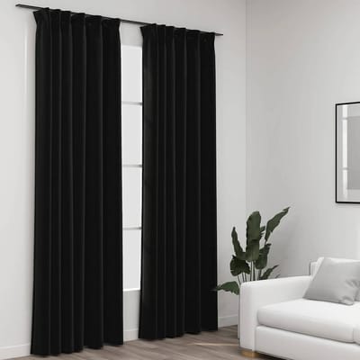 vidaXL - Gordijnen - linnen - verduisterend - haken - 2 - st - 140x245 - cm - antraciet
