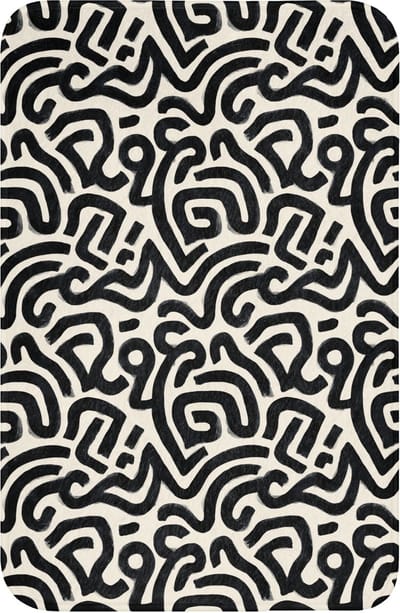 WC mat 40x60 cm - Antislip - Modern - Abstract - Zwart - Toiletmat - Vloermat - Douchemat - Toilet tapijt - Toiletmatten