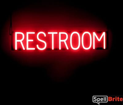 RESTROOM - Lichtreclame Neon LED bord verlicht | SpellBrite | 83 x 16 cm | 6 Dimstanden - 8 Lichtanimaties | Reclamebord neon verlichting
