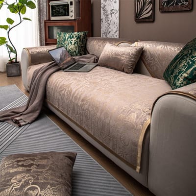 Etnische stijl Bronzing fluwelen bankhoes waterafstotende bankzitting hoes Four Seasons voor woonkamer antislip bankhanddoek 70*70cm