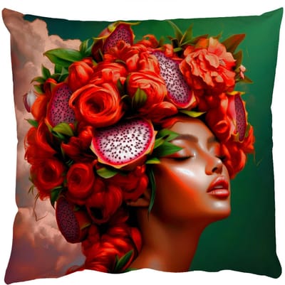 Sierkussens - Kussentjes Woonkamer - 50x50 cm - Vrouw - Drankenfruit - Rozen