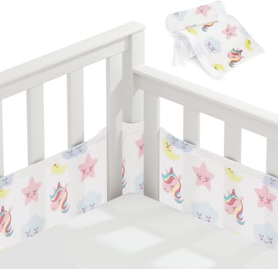 Zachte en ademende bedomranders voor babybed - Set van 2, 340 cm & 160 cm, wasbaar, perfect voor wieg en kinderwagen