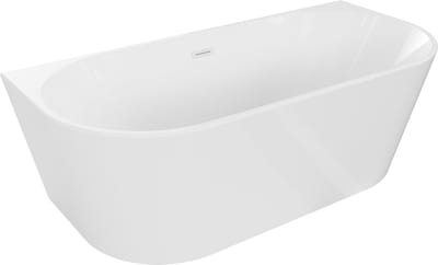 Mexen Oval vrijstaande halfvrijstaande badkuip 140 x 75 , wit, witte overloop - 52671407500-20