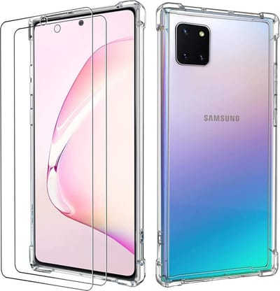 Hoesje Geschikt voor: Samsung Galaxy Note 10 Lite Anti Shock Hybrid Soft Case + 2X Tempered Glass Screenprotector