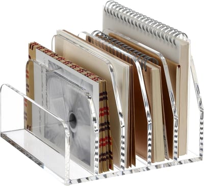 Bureau Ordnerhouder - Post Sorteerder - Bureau Organisatie - Vijf Rechtopstaande Vakken - 17x16.5x11.6 cm - Transparant