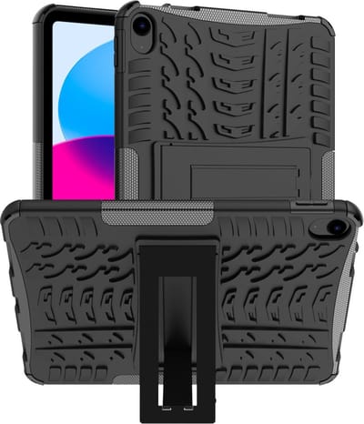 Peachy Shockproof Kickstand anti-slip hoes met standaard geschikt voor iPad 10e gen 10.9 inch 2022 - zwart