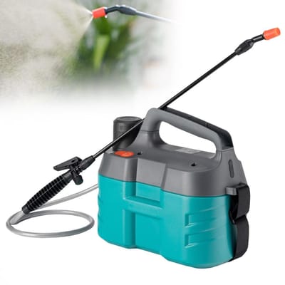 Pulvérisateur de jardin électrique 2 gallons avec buse à 2 modes, batterie rechargeable intégrée de 2600 mAh, pompe 8L gris/bleu
