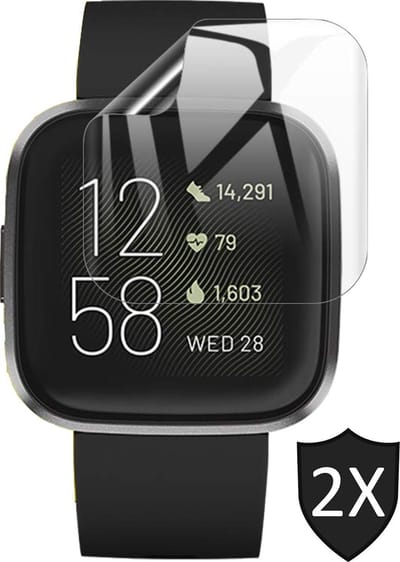 Screenprotector geschikt voor FitBit Versa 2 - PET Glas Folie Screen Protector - 2 Stuks