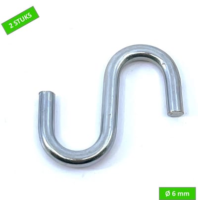 TQ4U S-haak - Recht - 50 x 50 mm - Ø 6 mm - Verzinkt - 2 stuks