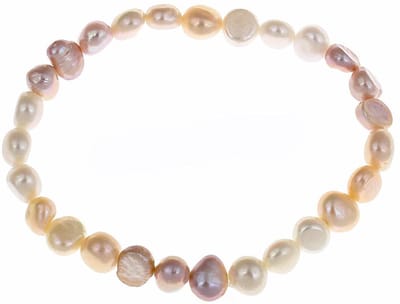 Zoetwater parel armband Pearl Trio Soft Colors - echte parels - wit - roze - zalm - elastisch - luxe sieraden zakje - parel armband dames - elastisch parel armband - zoetwaterparel