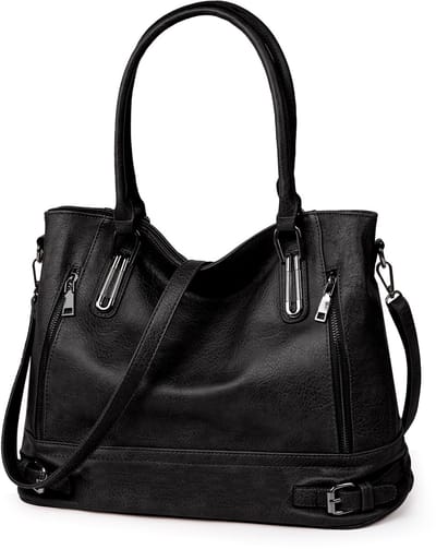 TAN.TOMI Dames Handtas – Grote Schoudertas & Crossbody Tas – Zacht Kunstleer – Waterafstotend & Lichtgewicht – Elegante Hobo Tas met Verstelbare Riem – Meerdere Vakken – Werktas / Shopper – – Zwart