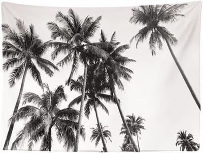 Ulticool - Strand Natuur Retro Vintage Palmboom Kunst - Wandkleed - 200x150 cm - Groot wandtapijt - Poster - Complete Slaapkamer voor Volwassen Kamer Woonkamer Decoratie Accesoires Zwart Wit - Tiener Jongen Meisje