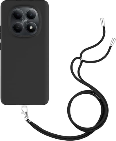 Just in Case hoesje met koord geschikt voor Xiaomi Poco M8 (5G) Hoesje met Koord - Flexibele Case - Zwart