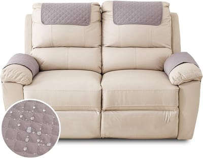 Armsteunhoes en Hoofdkussenhoes, Waterdichte en Wasbare Meubelbeschermer met Zijvak, Antislip en Slijtvast voor Honden en Katten (2-zits, Lichtgrijs)