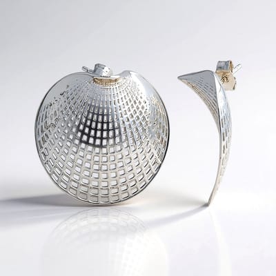 Cavill - Zilveren Oorbellen 925 Sterling Zilver Geplatineerd - 26 mm - Lichtgewicht Comfortabel Roosterdesign - Stijlvolle Dames Oorbellen