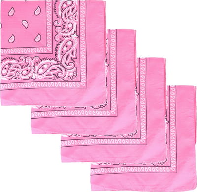 Bandana - 4x - roze - boeren zakdoek - dames/heren - vierkant - cowboy verkleedkleding