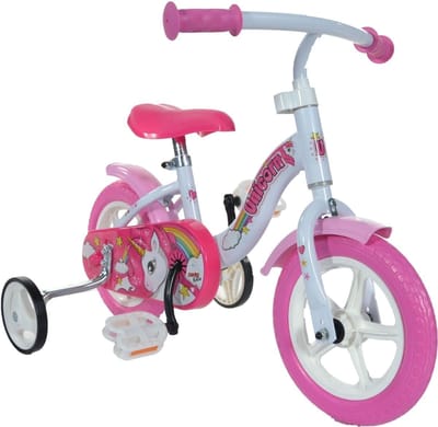 Kinderfiets - Loopfiets Meisjes - Eerste Fietsles - Inclusief Zijwieltjes - 10 Inch - Roze Wit