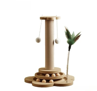 HOB Katten Krabpaal - Krabmeubel - Krabplank - Krab paal met accessoires - Duurzaam Sisal - 40x24 cm - Speelpaal Katten - Hout