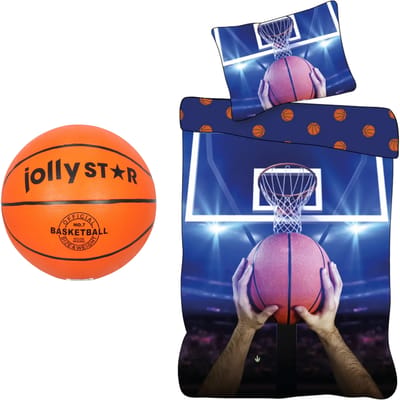 Basketbal slaapkamerset; dekbedovertrek en basketbal