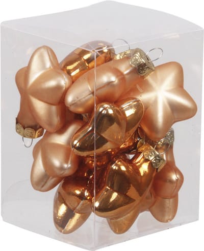 Othmar Decorations Kerstornamenten - sterren - 12x st - autumn sunset oranje - 4 cm - glas