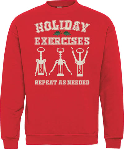 Kersttrui Holiday Exersize | Foute Kersttrui Dames Heren | Kerstcadeau | Kerstpakket | Rood | maat XS