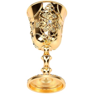 Coupe Émaillée Vintage Strassée Mini Alliage Plaqué Or Coupe Décorative Cristal Design Gravé Élégant pour