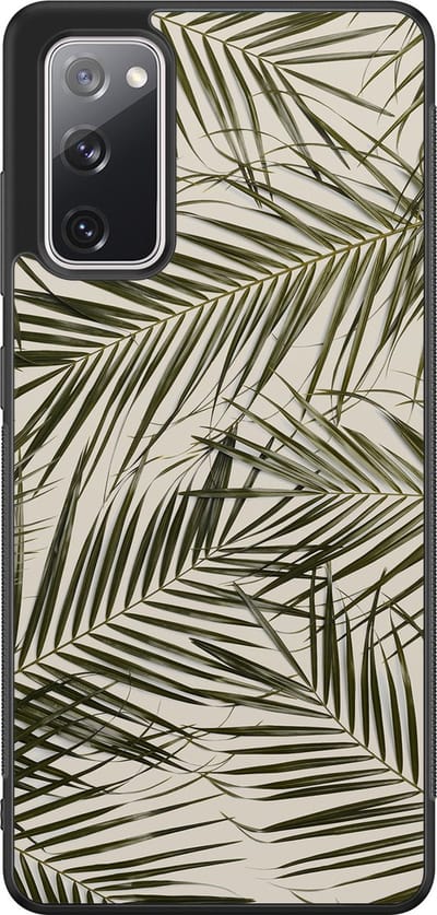 Leuke Telefoonhoesjes - Hoesje geschikt voor Samsung Galaxy S20 FE - Palm leaves - Backcover zwart - Planten - Groen