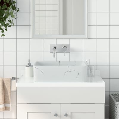 vidaXL - Opzetwasbak - rechthoekig - 46x35,5x13 - cm - keramiek - wit