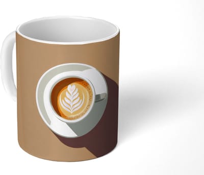 Mok - Koffiemok - Cappuccino - Kop - Schotel - Minimalitisch - Mokken - 350 ML - Beker - Koffiemokken - Theemok